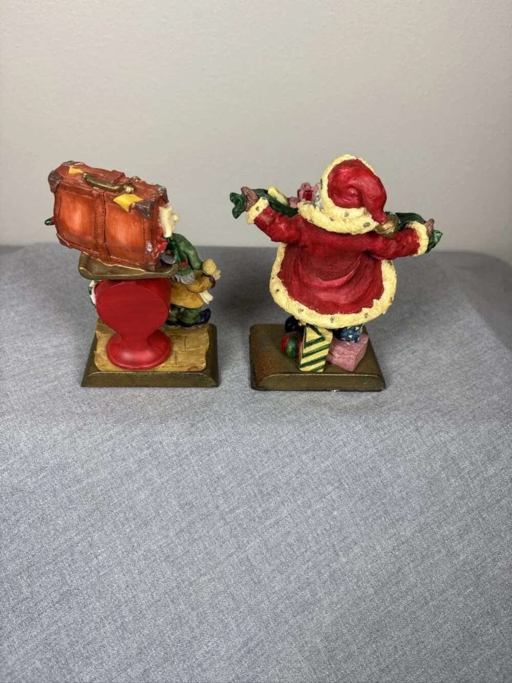 Vintage Midwest of Cannon Falls Santa Elf Cast Iron Stocking Holder Hanger 2pc
